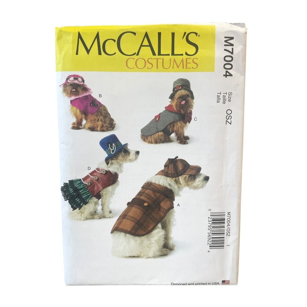 McCall's M7004 Pet Costumes Dog Coat Hat Dress One Size OSZ UNCUT
